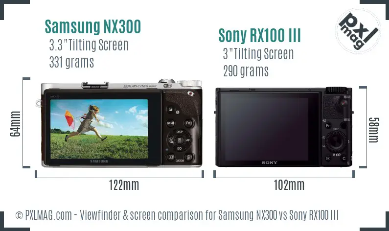 Samsung NX300 vs Sony RX100 III Screen and Viewfinder comparison