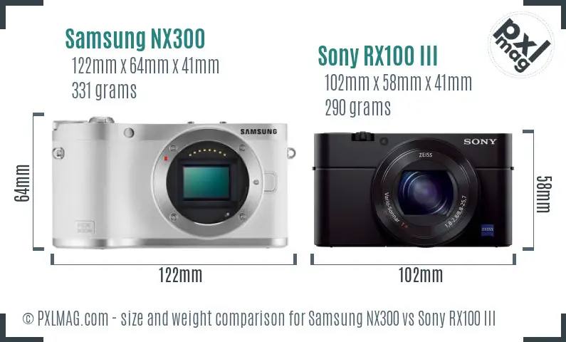 Samsung NX300 vs Sony RX100 III size comparison