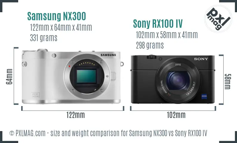 Samsung NX300 vs Sony RX100 IV size comparison