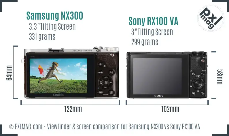 Samsung NX300 vs Sony RX100 VA Screen and Viewfinder comparison