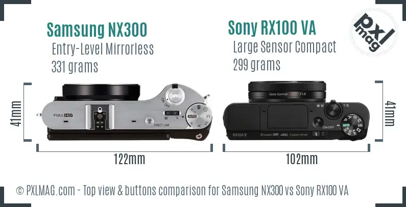 Samsung NX300 vs Sony RX100 VA top view buttons comparison