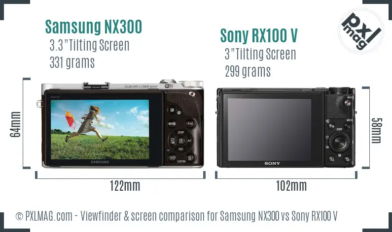 Samsung NX300 vs Sony RX100 V Screen and Viewfinder comparison