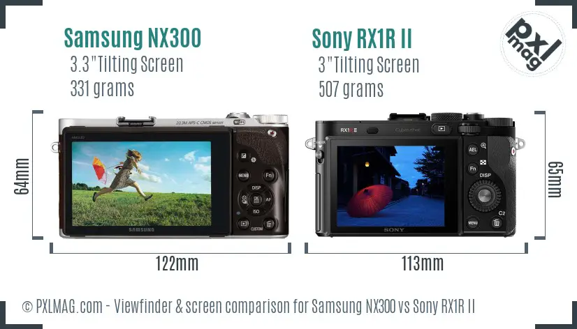 Samsung NX300 vs Sony RX1R II Screen and Viewfinder comparison