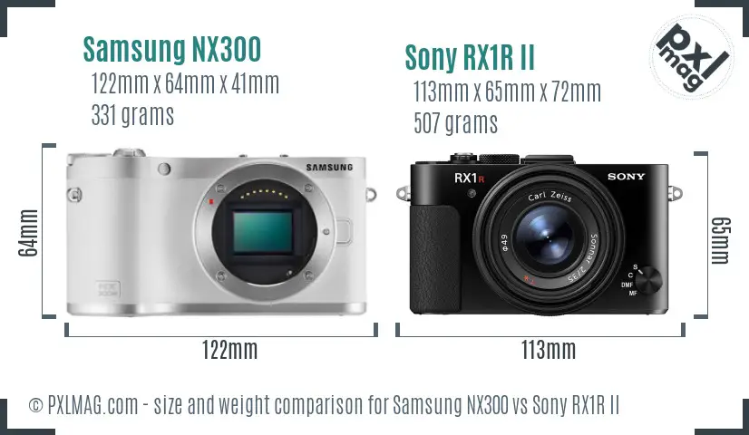 Samsung NX300 vs Sony RX1R II size comparison
