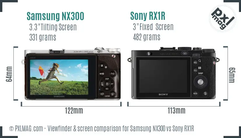Samsung NX300 vs Sony RX1R Screen and Viewfinder comparison
