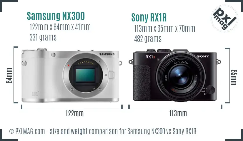Samsung NX300 vs Sony RX1R size comparison