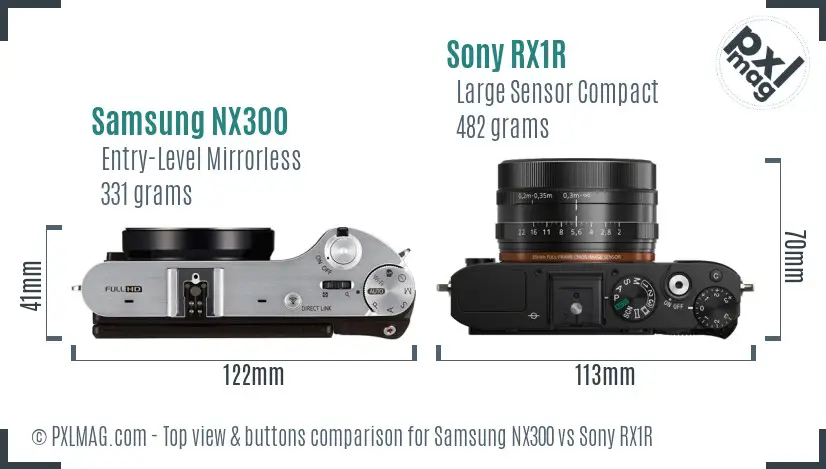 Samsung NX300 vs Sony RX1R top view buttons comparison