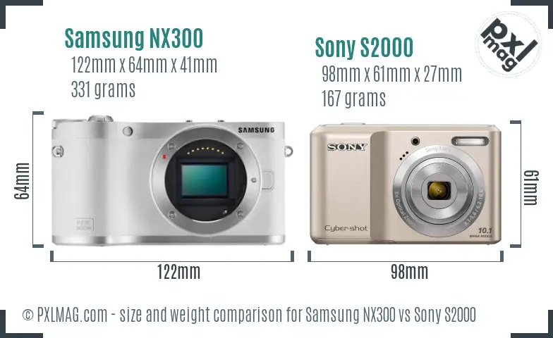 Samsung NX300 vs Sony S2000 size comparison
