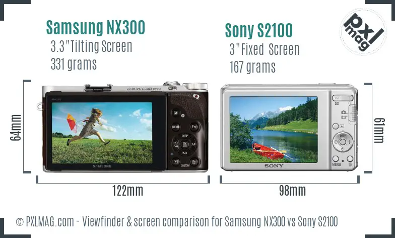 Samsung NX300 vs Sony S2100 Screen and Viewfinder comparison