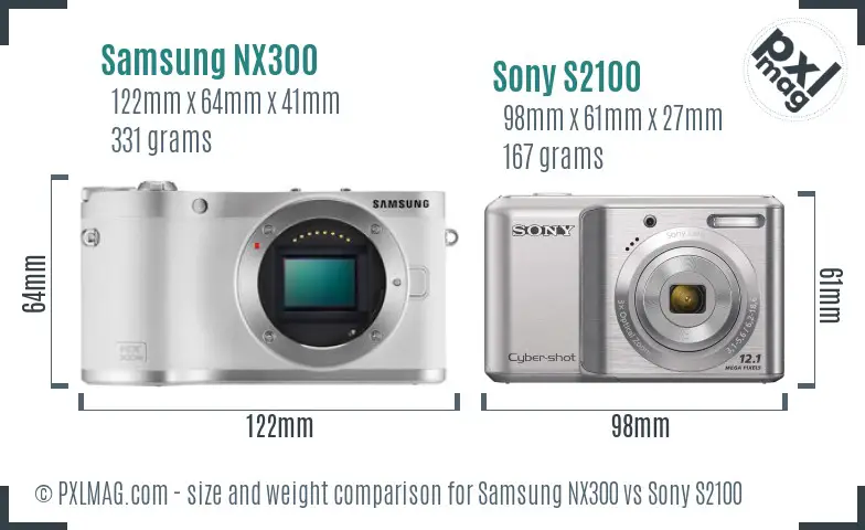 Samsung NX300 vs Sony S2100 size comparison