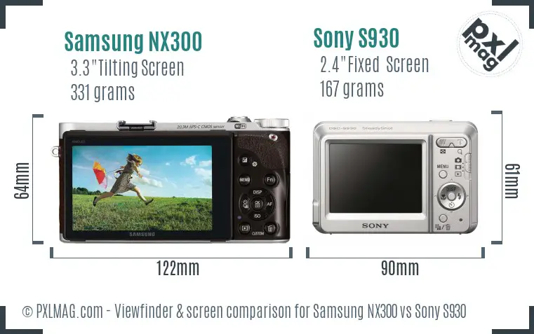Samsung NX300 vs Sony S930 Screen and Viewfinder comparison