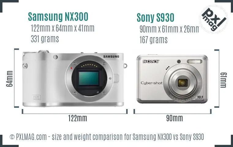 Samsung NX300 vs Sony S930 size comparison