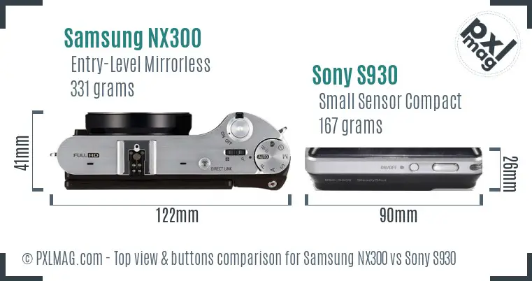 Samsung NX300 vs Sony S930 top view buttons comparison