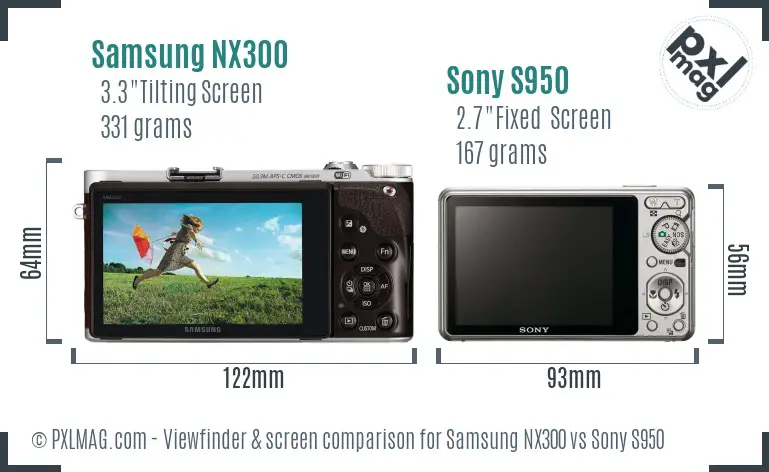 Samsung NX300 vs Sony S950 Screen and Viewfinder comparison