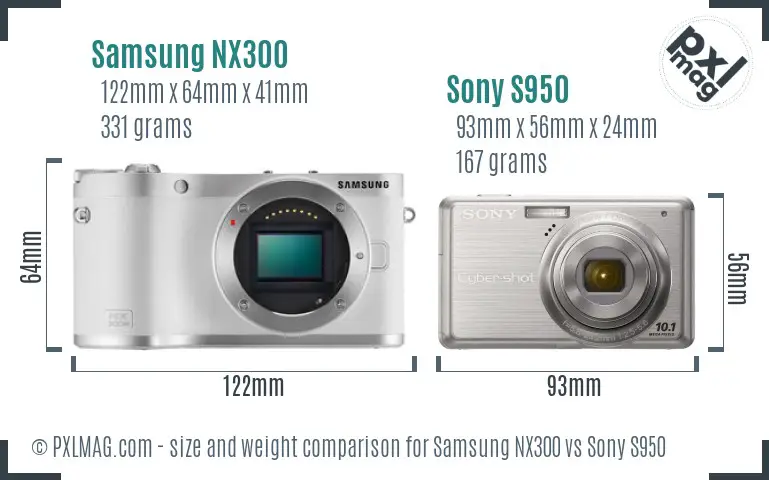 Samsung NX300 vs Sony S950 size comparison