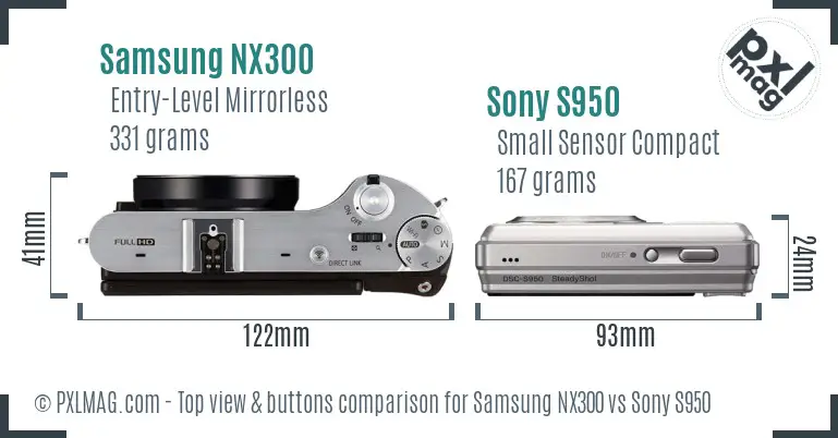 Samsung NX300 vs Sony S950 top view buttons comparison