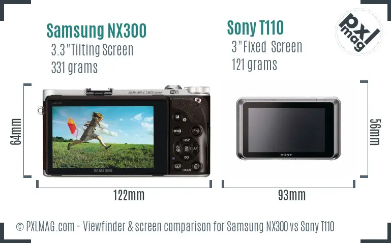 Samsung NX300 vs Sony T110 Screen and Viewfinder comparison