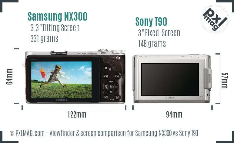 Samsung NX300 vs Sony T90 Screen and Viewfinder comparison