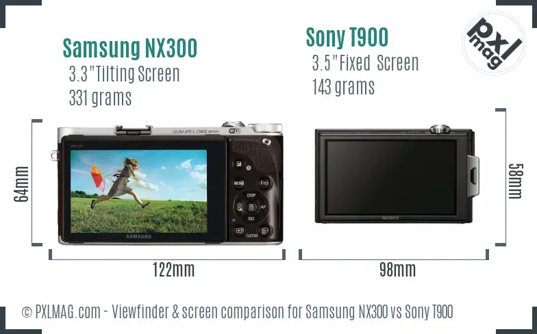 Samsung NX300 vs Sony T900 Screen and Viewfinder comparison