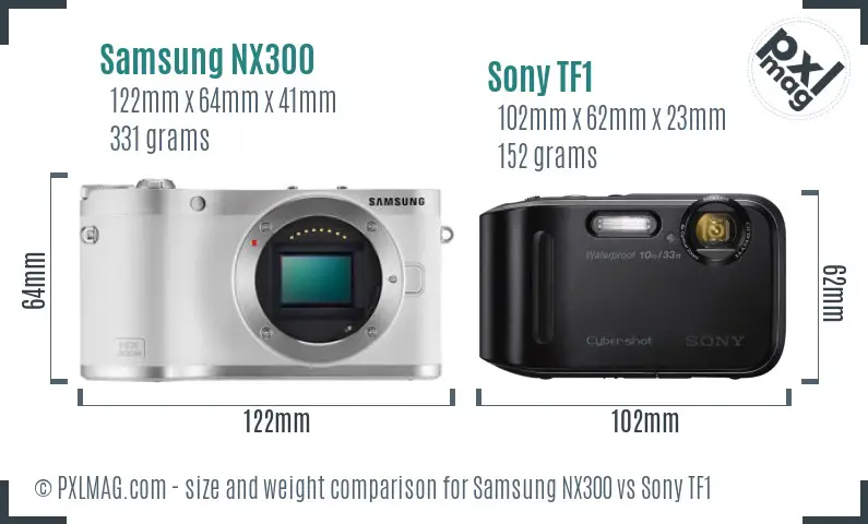 Samsung NX300 vs Sony TF1 size comparison