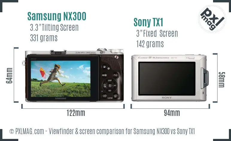Samsung NX300 vs Sony TX1 Screen and Viewfinder comparison