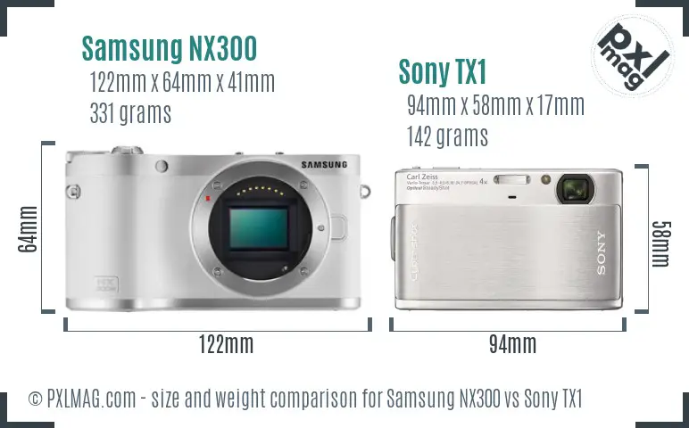 Samsung NX300 vs Sony TX1 size comparison
