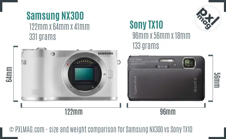 Samsung NX300 vs Sony TX10 size comparison