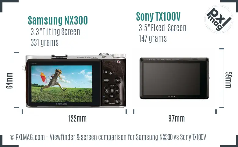 Samsung NX300 vs Sony TX100V Screen and Viewfinder comparison
