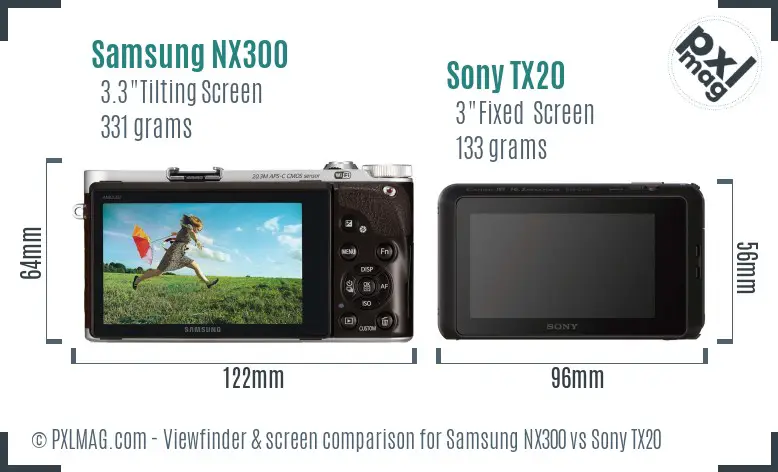 Samsung NX300 vs Sony TX20 Screen and Viewfinder comparison
