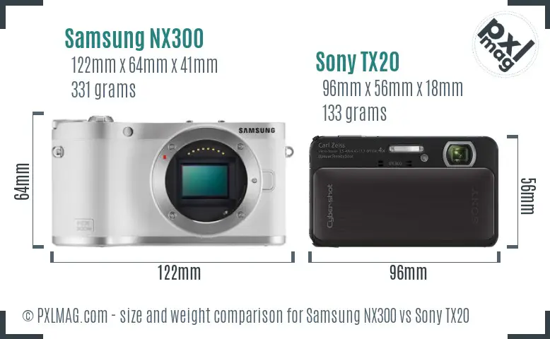 Samsung NX300 vs Sony TX20 size comparison