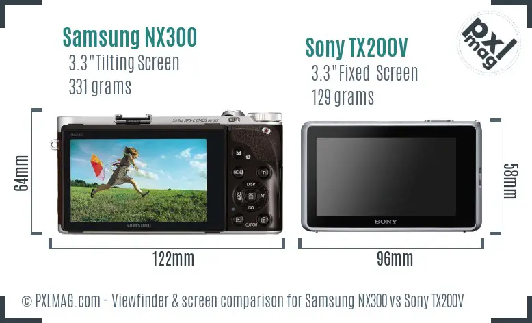 Samsung NX300 vs Sony TX200V Screen and Viewfinder comparison