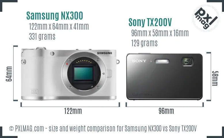 Samsung NX300 vs Sony TX200V size comparison