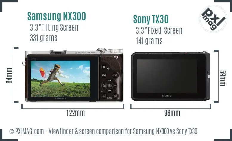 Samsung NX300 vs Sony TX30 Screen and Viewfinder comparison