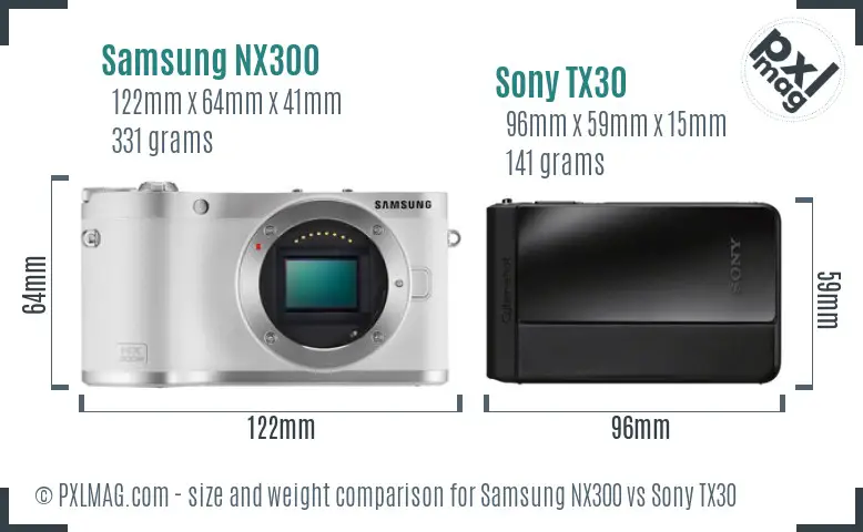 Samsung NX300 vs Sony TX30 size comparison