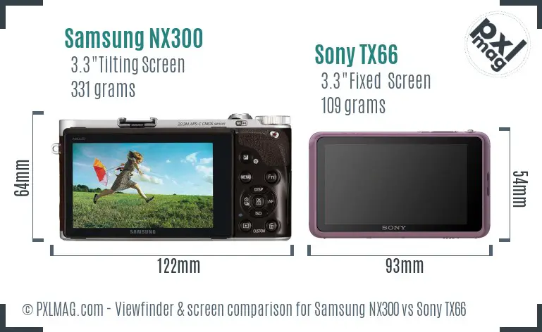 Samsung NX300 vs Sony TX66 Screen and Viewfinder comparison