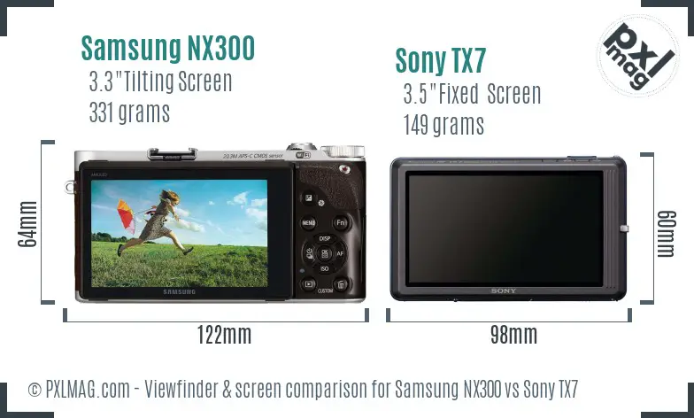 Samsung NX300 vs Sony TX7 Screen and Viewfinder comparison