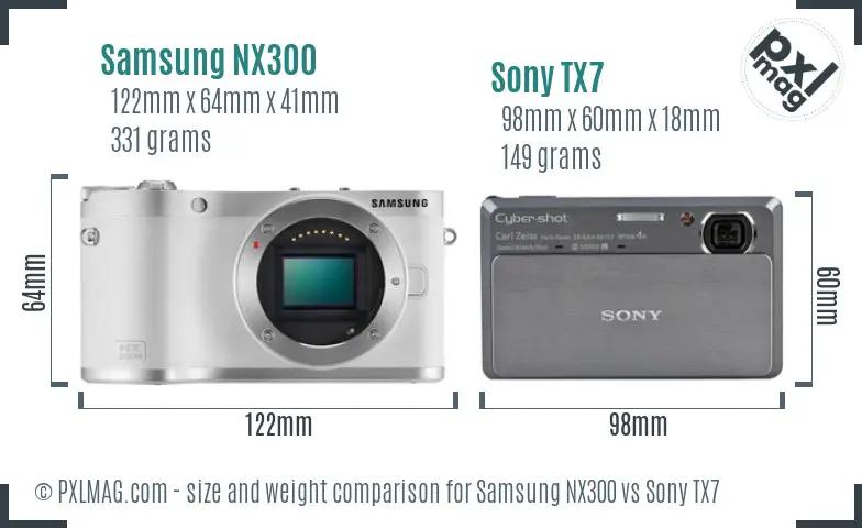 Samsung NX300 vs Sony TX7 size comparison