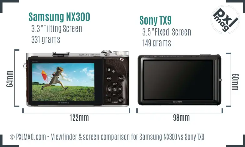 Samsung NX300 vs Sony TX9 Screen and Viewfinder comparison