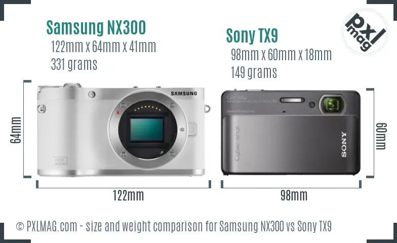 Samsung NX300 vs Sony TX9 size comparison