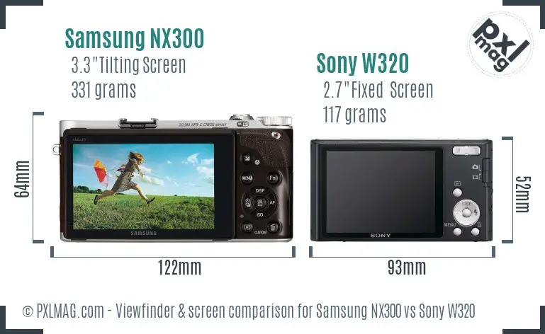Samsung NX300 vs Sony W320 Screen and Viewfinder comparison