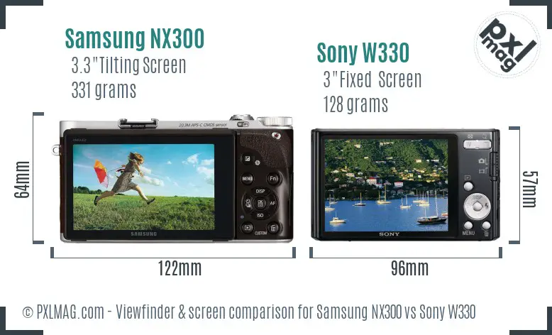 Samsung NX300 vs Sony W330 Screen and Viewfinder comparison