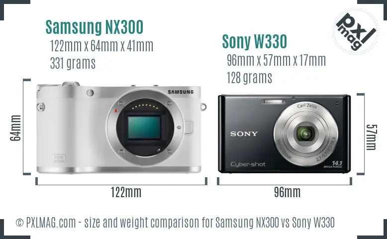 Samsung NX300 vs Sony W330 size comparison
