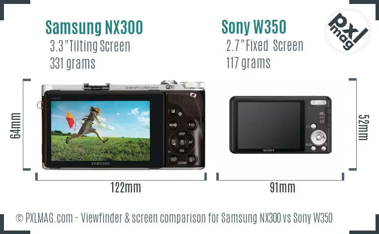 Samsung NX300 vs Sony W350 Screen and Viewfinder comparison