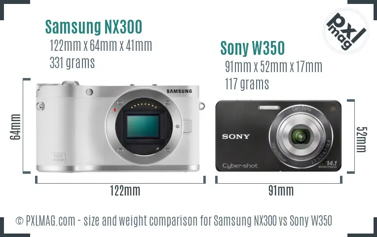 Samsung NX300 vs Sony W350 size comparison