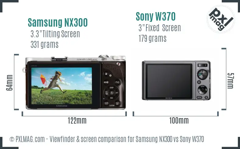 Samsung NX300 vs Sony W370 Screen and Viewfinder comparison