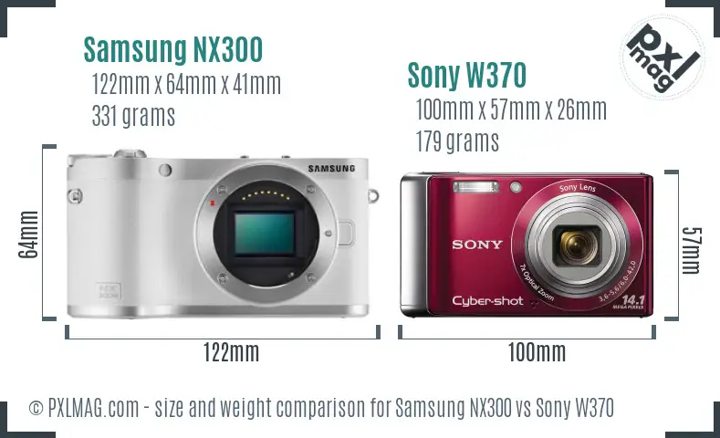 Samsung NX300 vs Sony W370 size comparison