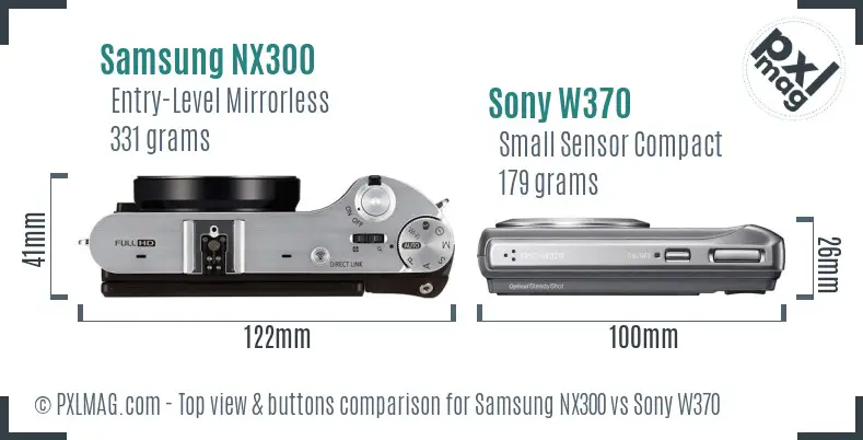 Samsung NX300 vs Sony W370 top view buttons comparison