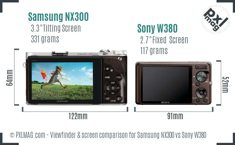 Samsung NX300 vs Sony W380 Screen and Viewfinder comparison