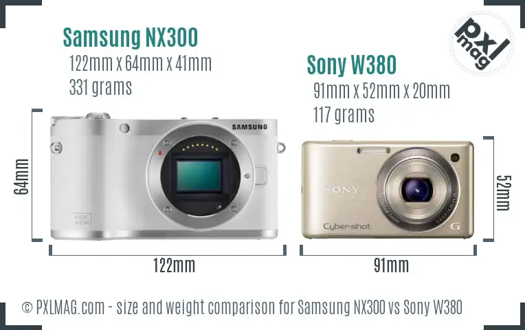 Samsung NX300 vs Sony W380 size comparison