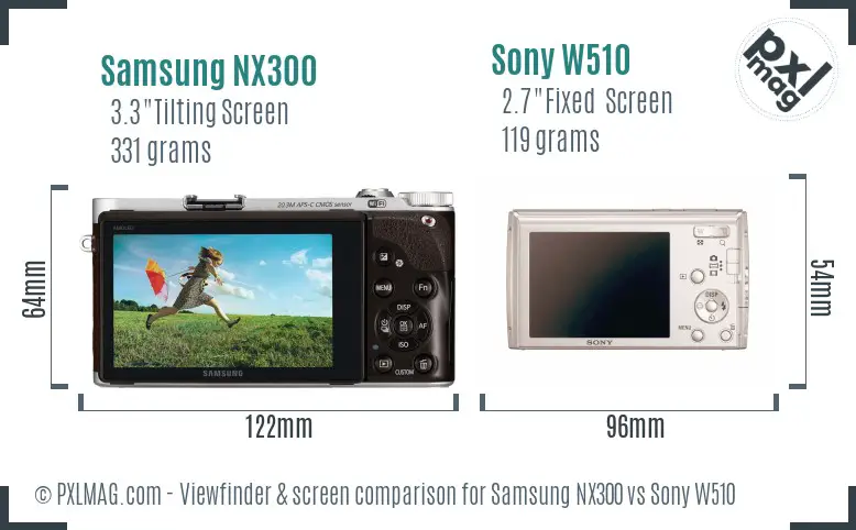 Samsung NX300 vs Sony W510 Screen and Viewfinder comparison